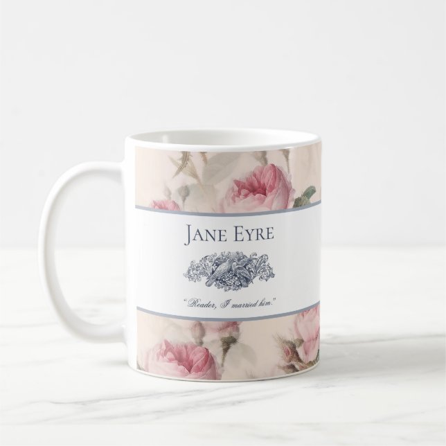 Jane Eyre - Reader I Married Him - Doves Floral Coffee Mug (Left)