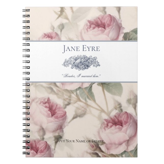 Jane Eyre - Reader I Married Him - Doves Floral Notebook (Front)