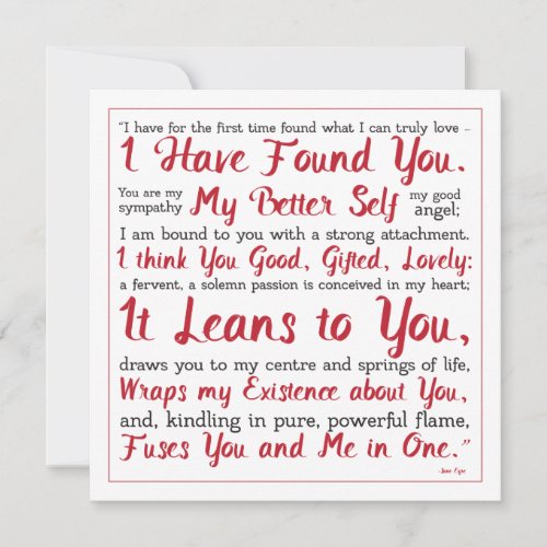 Jane Eyre Red and White Better Self Quotation Holiday Card