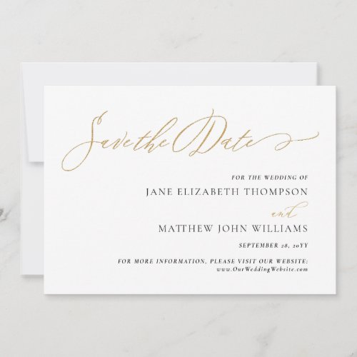 Jane Gold Elegant Script Save the Date Wedding