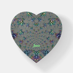 JANE ~  Gray Purple Blue Green HEART ~ Paperweight