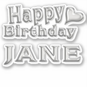 Jane Happy Birthday silver Sticker