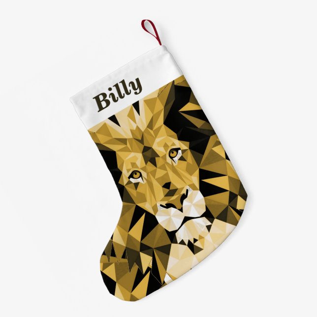 Jane Lyon Cool Geometric Lion Head Small Christmas Stocking (Back (Hanging))