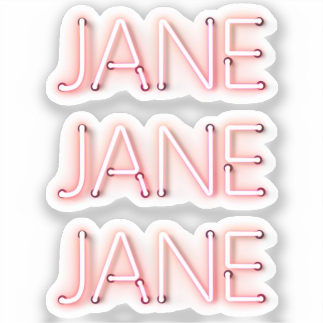Jane Name in Glowing Neon Lights x3 Sticker (Front)