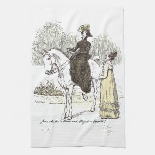 Jane on Horseback - Jane Austen Pride & Prejudice Kitchen Towel