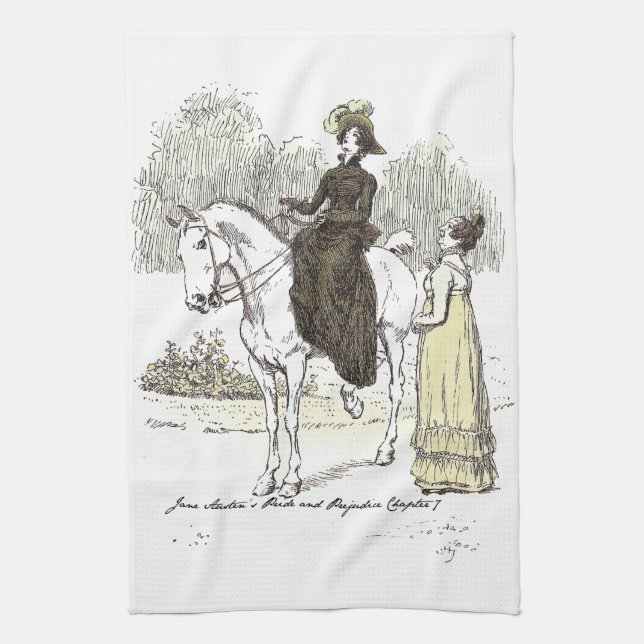 Jane on Horseback - Jane Austen Pride & Prejudice Kitchen Towel (Vertical)