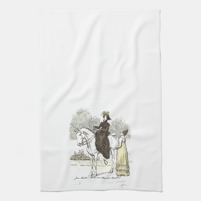 Jane on Horseback - Jane Austen Pride & Prejudice Kitchen Towel (Vertical)