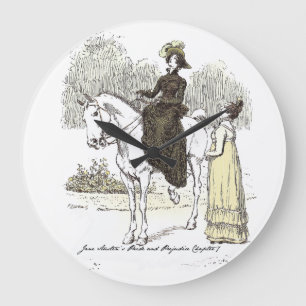 Jane on Horseback - Jane Austen Pride & Prejudice Large Clock