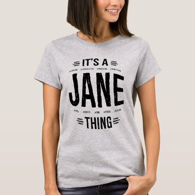Jane Personalized Name Birthday Gift T-Shirt (Front)