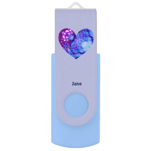 JANE ~ Purple Heart Pattern ~ Personalized ~ Flash Drive