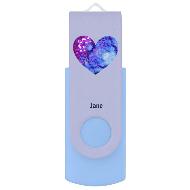JANE ~ Purple Heart Pattern ~ Personalized ~ Flash Drive (Back (Vertical))