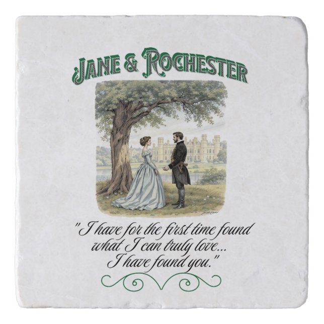 Jane & Rochester Thornfield Hall Romantic Quote  Trivet (Front)