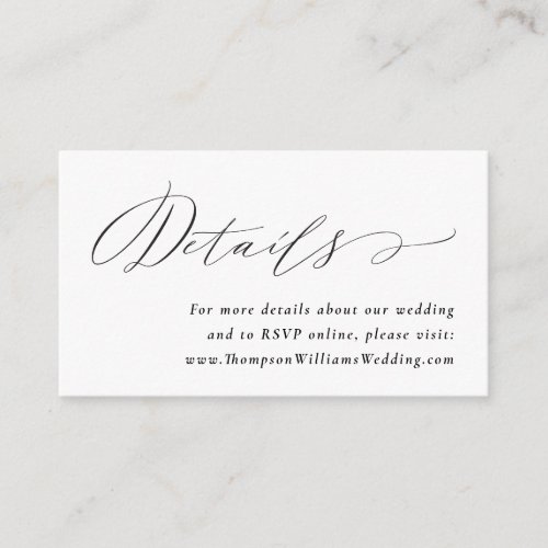 Jane Simple Calligraphy Wedding Website Details Enclosure Card