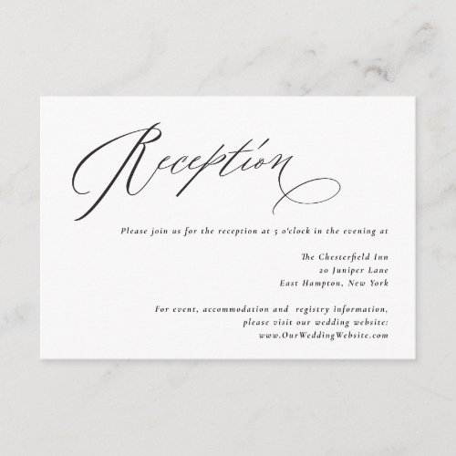 Jane Simple Minimal Black Script Wedding Reception Enclosure Card