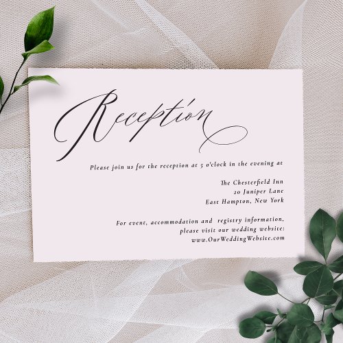 Jane Simple Minimal Black Script Wedding Reception Enclosure Card