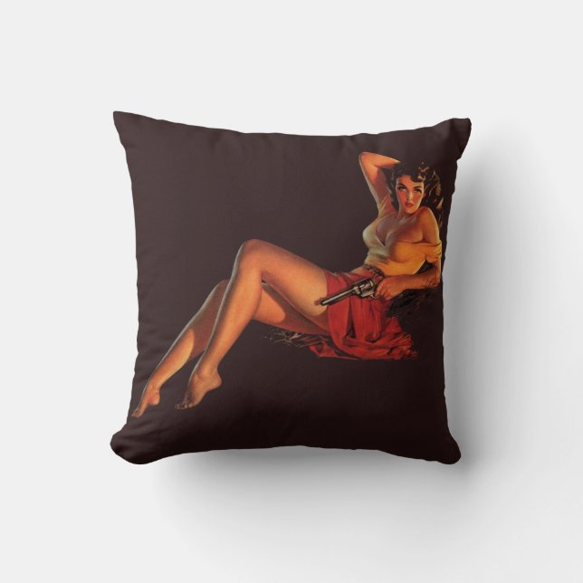 Jane With Pop Gun Throw Pillow (Front)