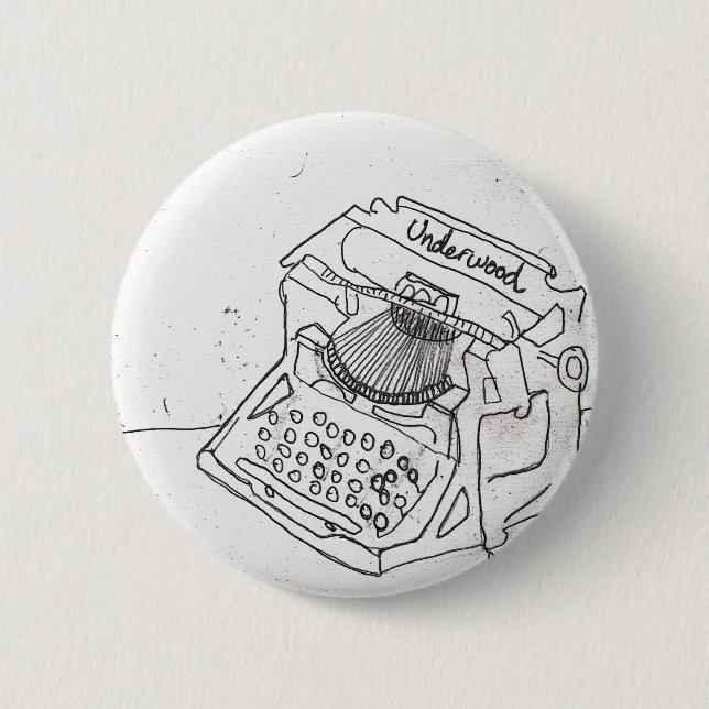 Janel's Antique Typewriter Pinback Button (Front)