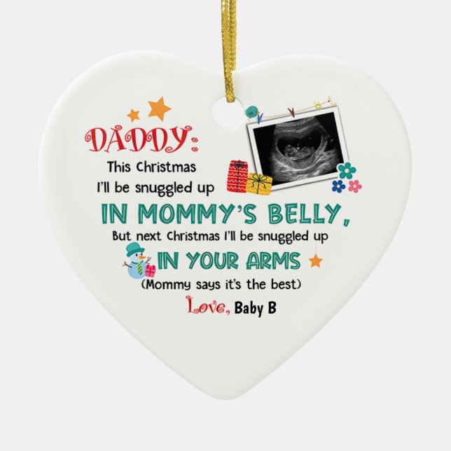 Janestore Personalized Daddy Happy Christmas Baby  Ceramic Ornament (Front)