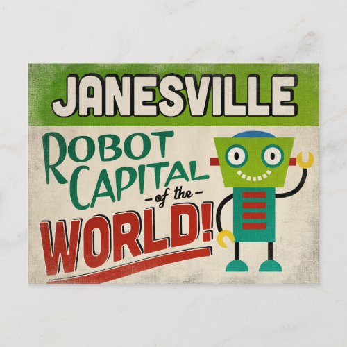 Janesville Wisconsin Robot _ Funny Vintage Postcard