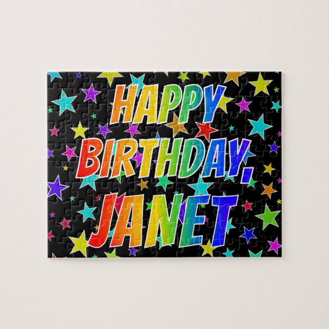 "JANET" First Name, Fun "HAPPY BIRTHDAY" Jigsaw Puzzle (Horizontal)