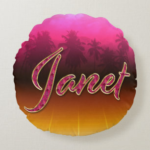 Janet First Name Golden pink cushion