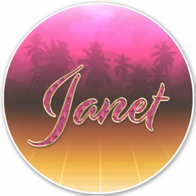 Janet First Name Golden pink Sticker (Front)