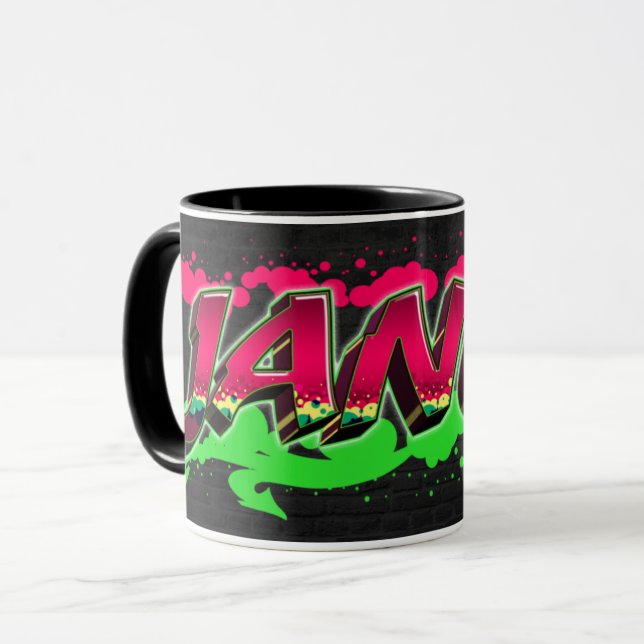 Janet First Name Name Graffiti red green Tasse Mug (Front Left)