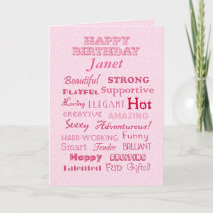Janet Happy Birthday Words of Praise Card