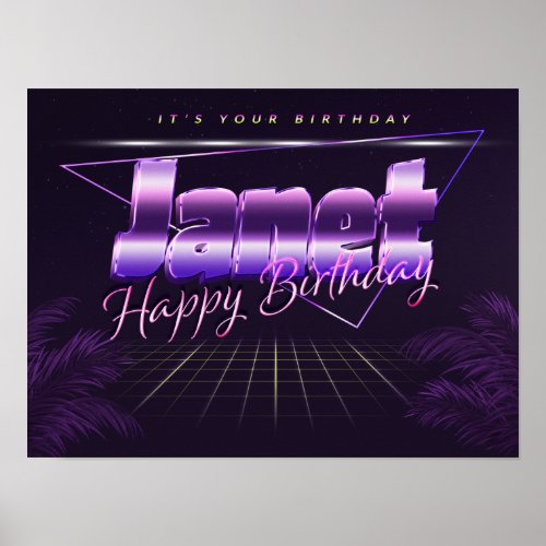 Janet Name First name lila retro Poster Birthday