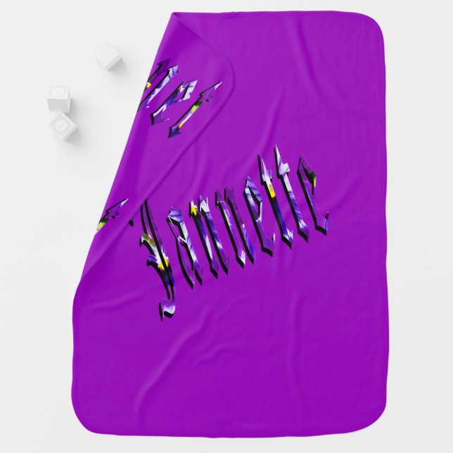 Janette, Name, Logo, Purple Snugly Baby Blanket. Stroller Blanket (In Situ)