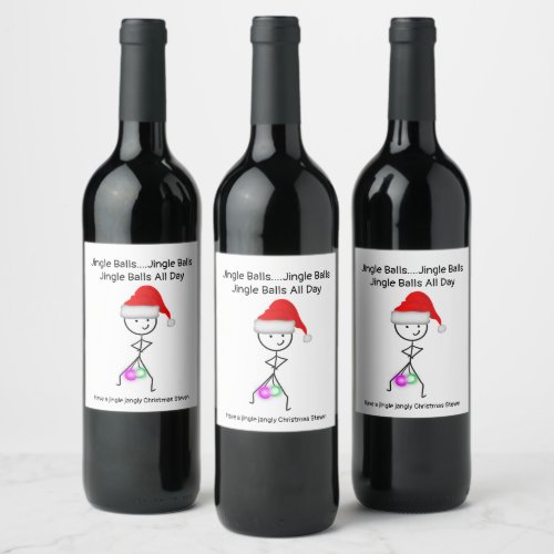 Jangle Balls Customisable Christmas  Wine Label