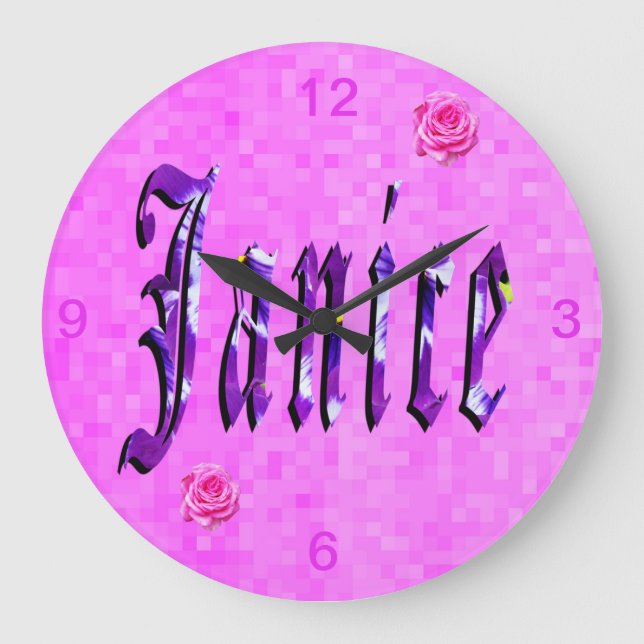 Janice Girls Name Logo, Large Clock (Front)