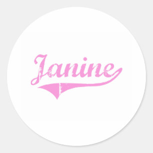 Janine Classic Style Name Classic Round Sticker
