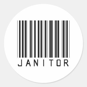 Janitor Bar Code Classic Round Sticker