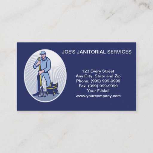 Customizable Janitor Cleaner Janitorial Services Business Card