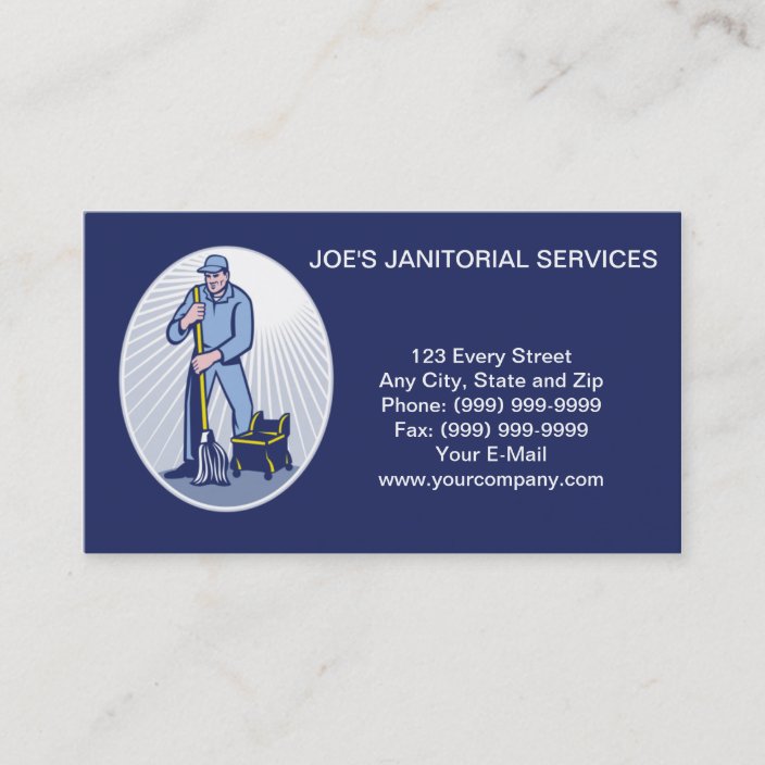 Janitor Cleaner Janitorial Services Business Card