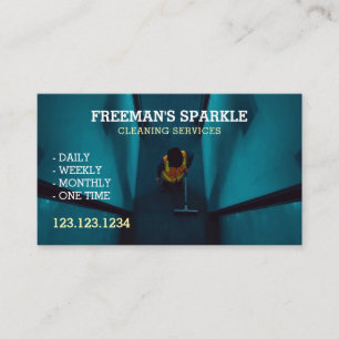 Janitor Cleaning Hallway Professional Cleaner Business Card