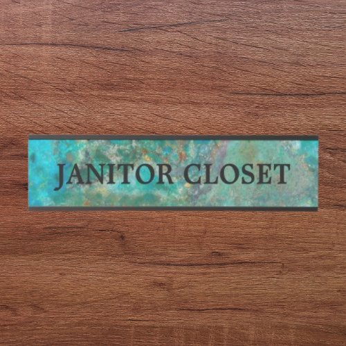 Janitor Closet Blue Mineral Stone Door Sign
