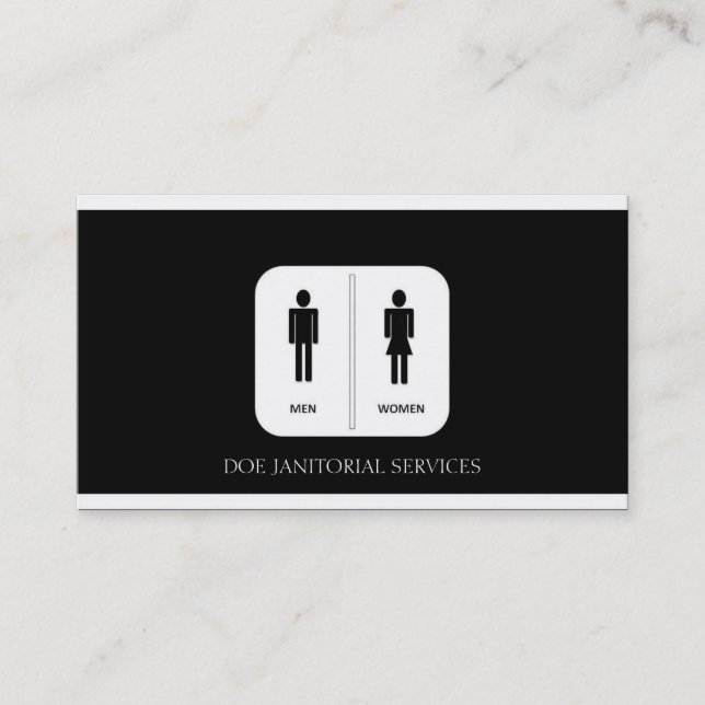 Janitor/Custodian/Maid Service B/W Business Card (Front)