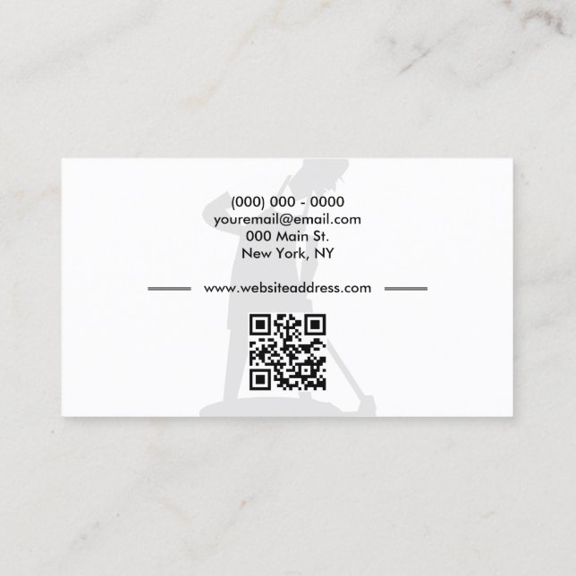 Janitor Housekeeping Cleaning Service qr code Business Card (Back)