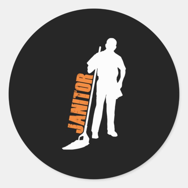 Janitor Mop Cleaning Service Cleaners Janitors Gif Classic Round Sticker (Front)