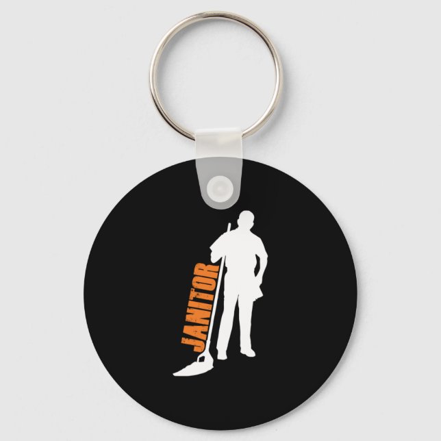 Janitor Mop Cleaning Service Cleaners Janitors Gif Keychain (Front)