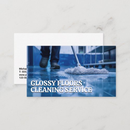 Janitor Mopping  Floor Cleaning Services Business Card