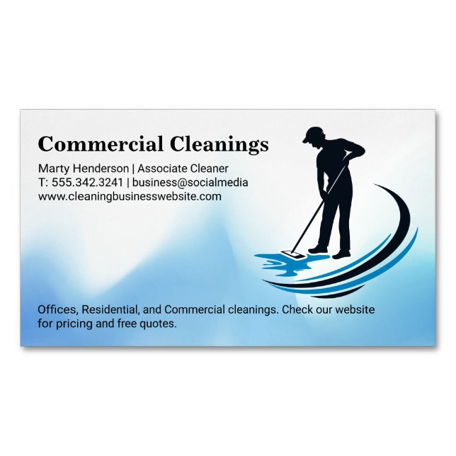Janitor Mopping | Home Cleaning Business Card Magnet (Front)