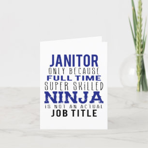 Janitor Ninja Humor  Letterpress Thank You Card