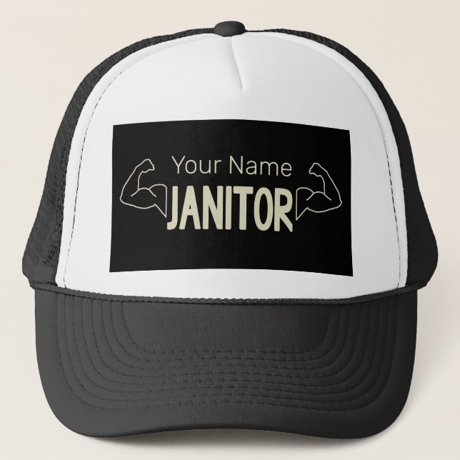 Janitor Or Caretaker Design Facility Manager Trucker Hat (Front)