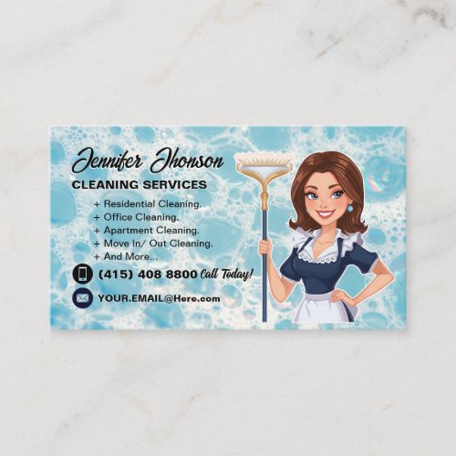 Janitor Professional Maid Cleaning Service Business Card