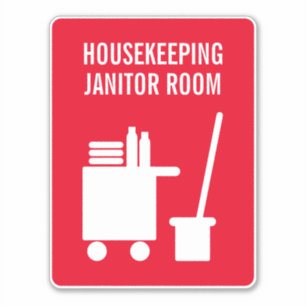 Janitor Room Housekeeping door sign vinyl sticker