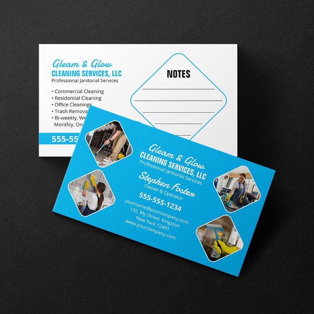 Janitorial Cleaning Housekeeper Maid Photo Collage Business Card (Creator Uploaded)