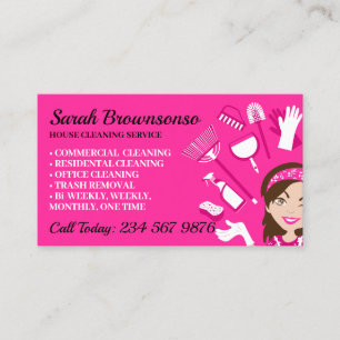 Janitorial cleaning repairing maintenance Lady Business Card